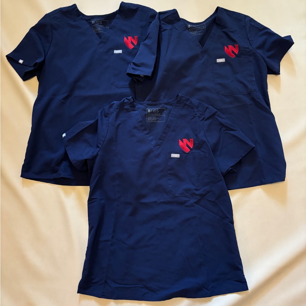 Figs Navy Catarina Scrub Tops: 1 LEFT